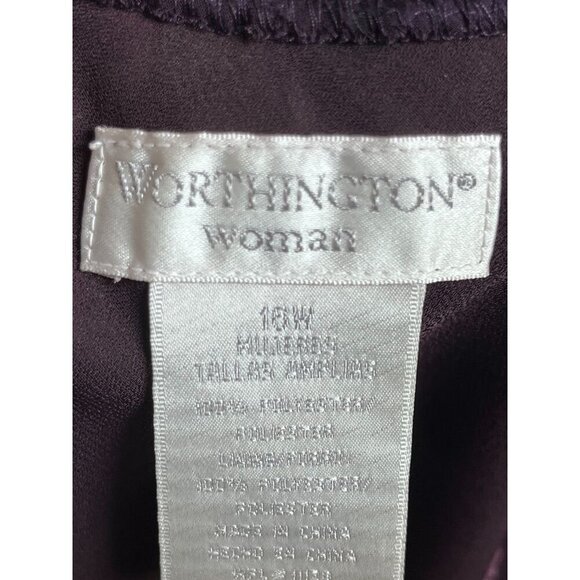 Worthington Floral Midi Skirt 16W Purple Ruffle Boho Western Resort Preppy 80s - Picture 2 of 9